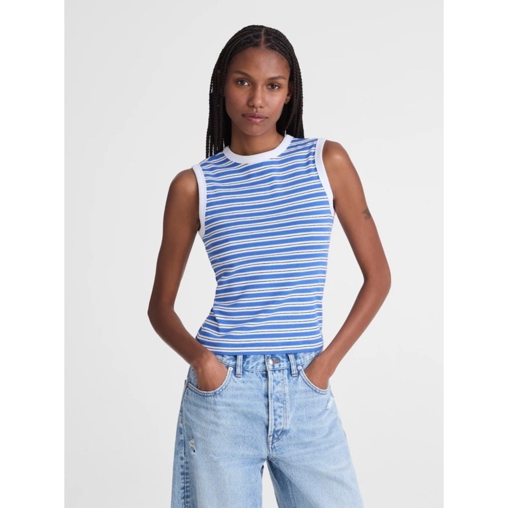 Madewell The '90s Shell Tank in Compact Cotton - Retro Blue XXL